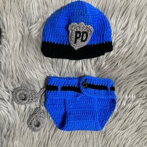 Police Newborn Baby Crochet Set